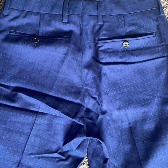 New Bonobos Men’s 28 x 37 Unhemmed Blue Plaid Dress Pants Wool Athletic - Picture 4 of 4